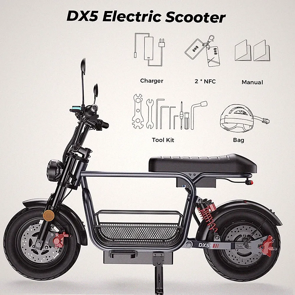iScooter DX5 15 Zoll E-Scooter 72KM 48V 15.6AH NFC Elektroroller Offroad 150KG