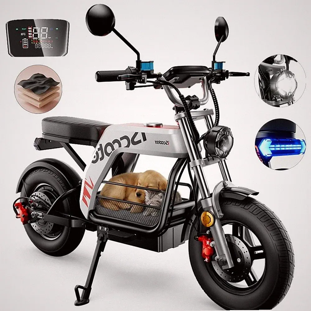 iScooter DX5Pro Elektroroller mit korb 2000W 20Ah E-Scooter 17'' E-Roller 60km/h
