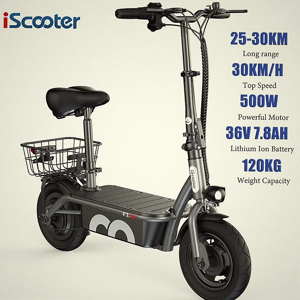 iScooter F2 10'' Elektroroller 36V7.8AH E-Scooter 500W 30KM/H Faltbarer E-Roller