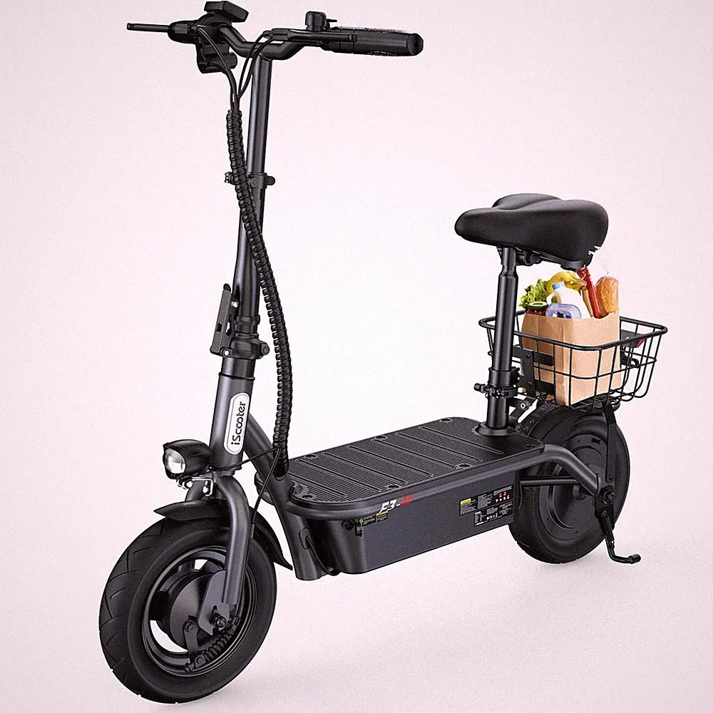 iScooter F3 Elektroroller 1000W 48V/13AH 60KM 10" Klappbar E-Scooter mit Korb DE