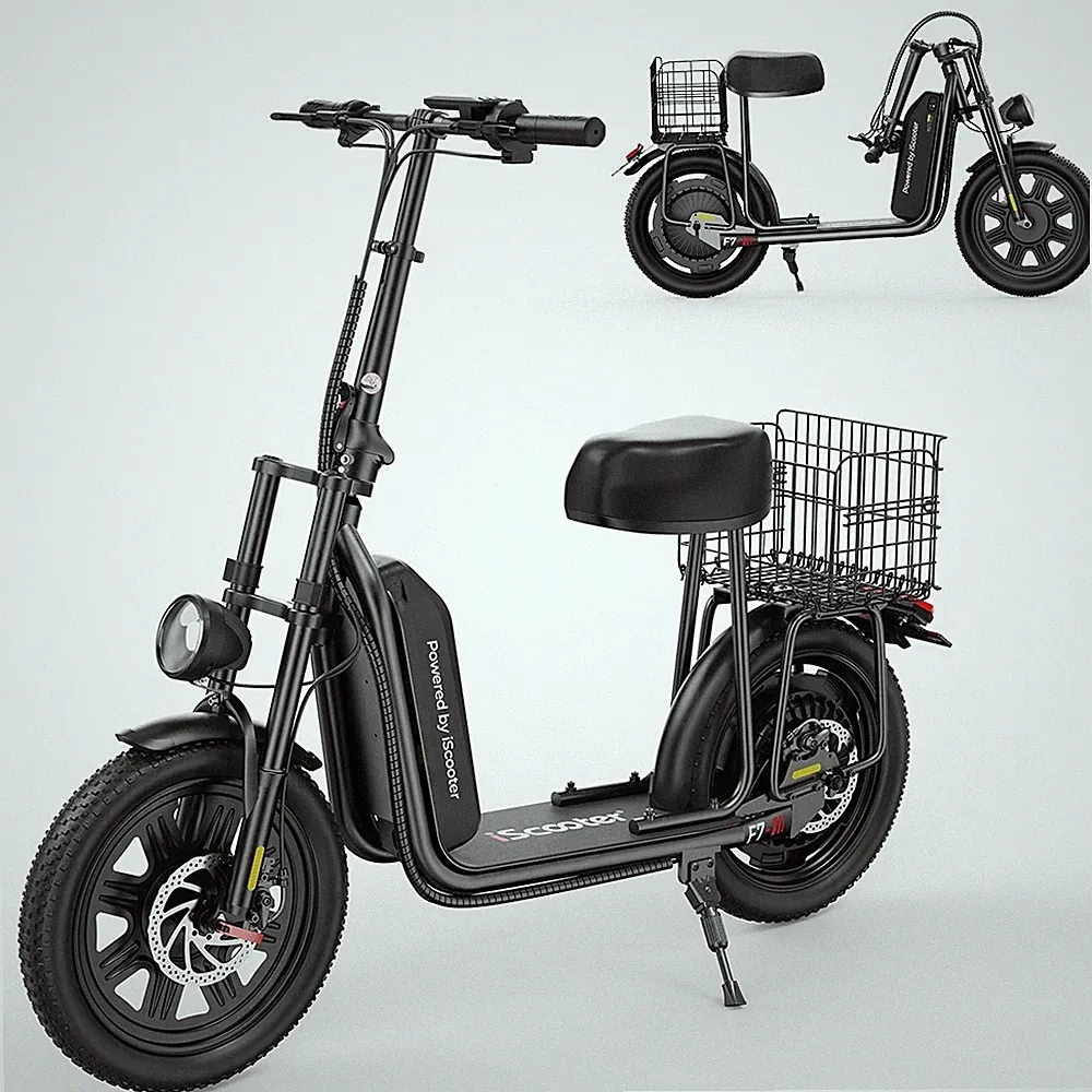 iScooter F7 Elektrofahrrad 1000W 10,4AH 50KM Roller 16" City E-Scooter mit korb
