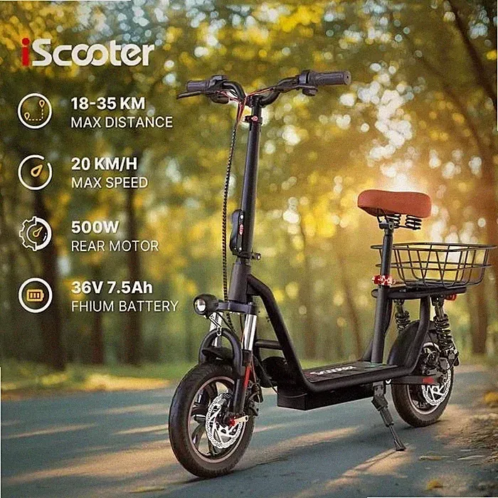 iScooter i12 12 Zoll Elektroroller 500W Off-road E-Scooter mit korb 35KM 120KG