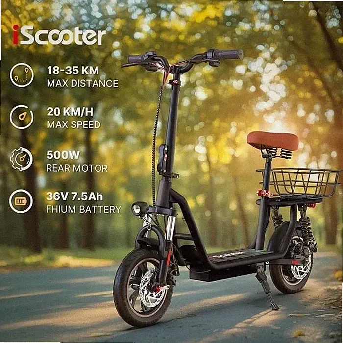 iScooter i12 E-Scooter mit Krob 500W 7,5Ah 12 Zoll Elektroroller für Erwachsene