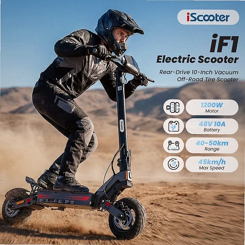 iScooter iF1 Offroad Elektroroller 1200W 10AH E-Scooter 10 Zoll E-Roller 45km/h