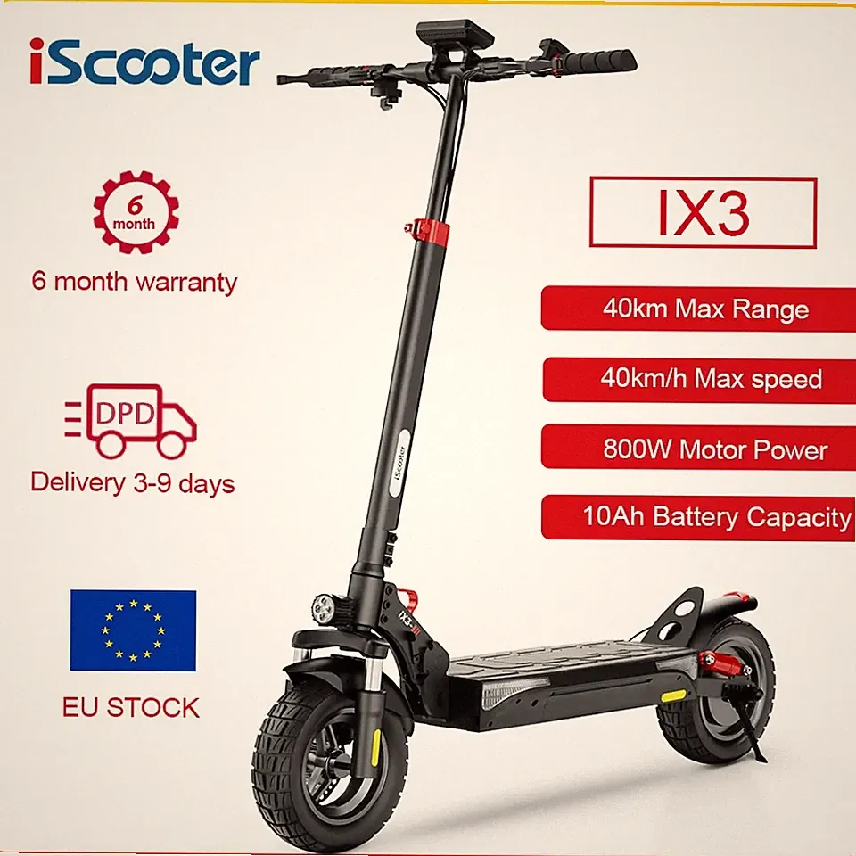 iScooter IX3 Elektroroller 800W 10AH 40KM Klappbarer E-Scooter 10 Zoll 40KM/H