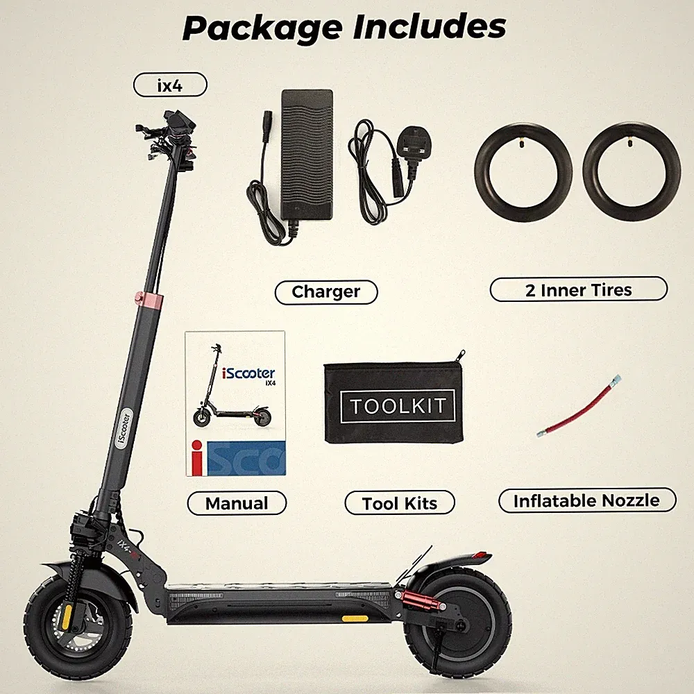 iScooter iX4 E-Scooter 10'' Faltbar Offroad 800W Elektroroller 45kmh E-Roller EU