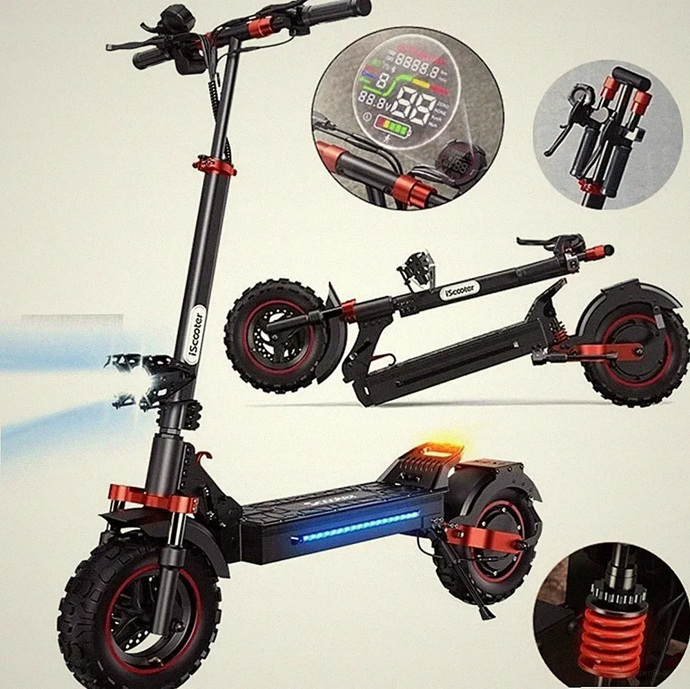 iScooter iX5S 11" Elektroroller Offroad 48V15AH Klappbar E-Scooter 40 Mile 1000W