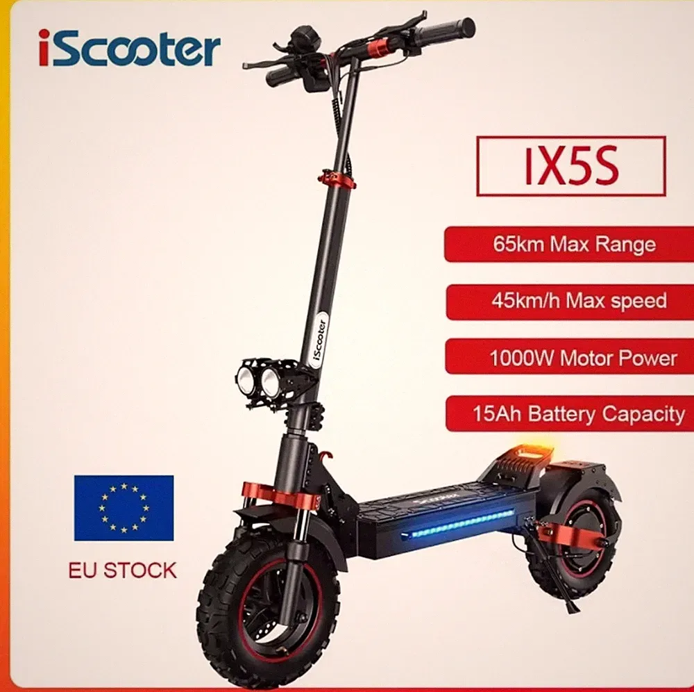 iScooter iX5S 11 Zoll Elektroroller Offroad 48V 15AH Klappbar E-Scooter 1000W