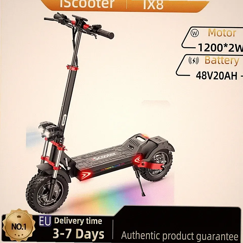 iScooter iX8 24OOVV 48V 20AH Offroad Elektroroller 12 Zoll Dual motor E-Scooter