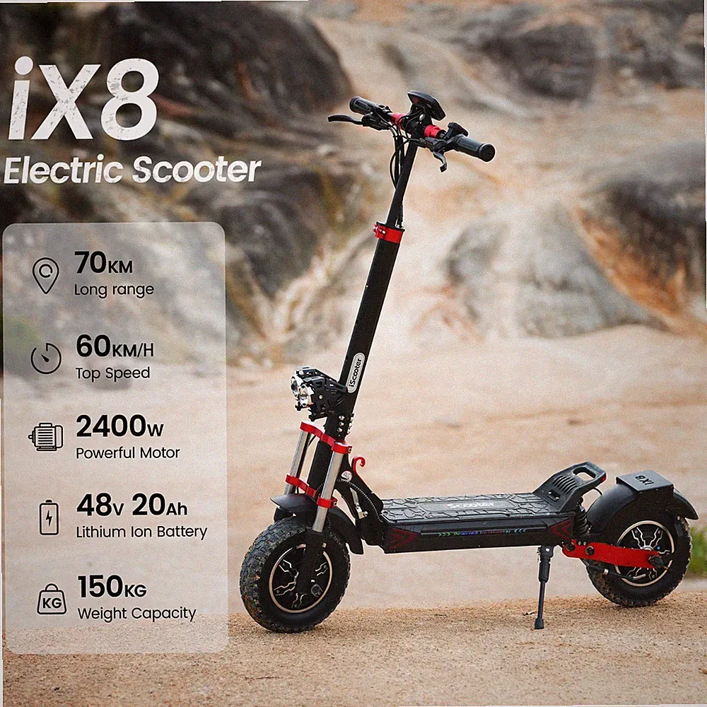 iScooter iX8 Offroad Elektroroller 12 Zoll 2400W 20AH Dual motor E-Scooter 150KG