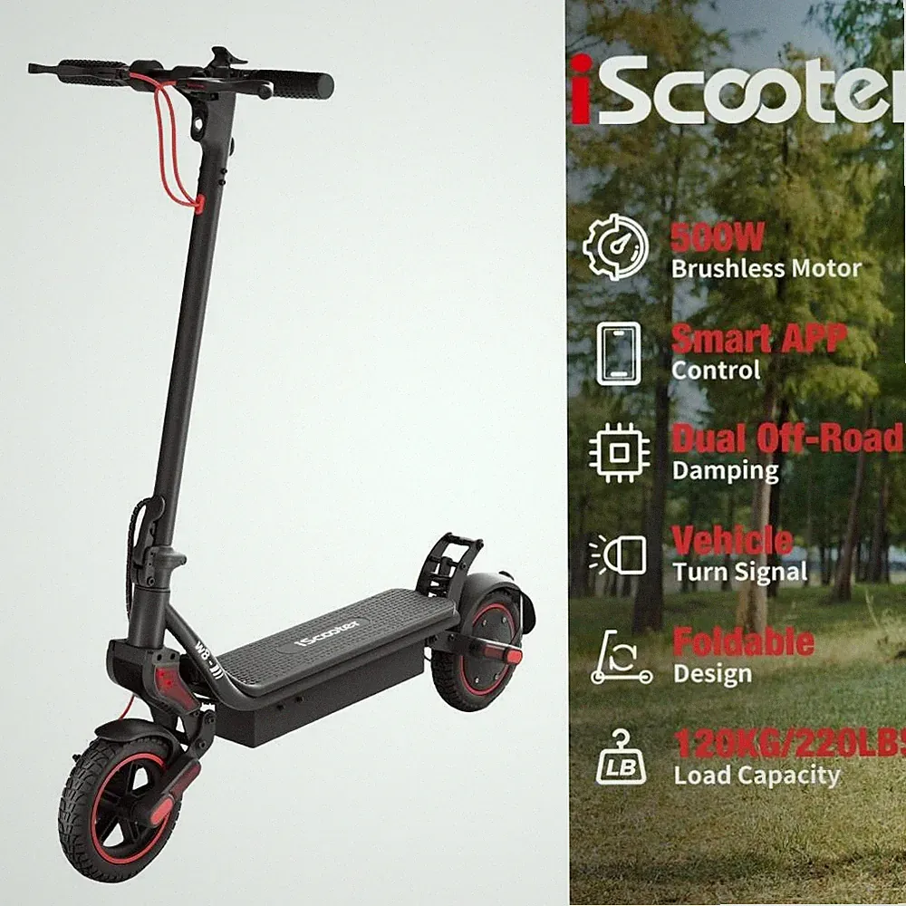 iScooter W8 Elektroroller 500W 14Ah Akku 9,3" Faltbar E-Scooter mit App 40km/h