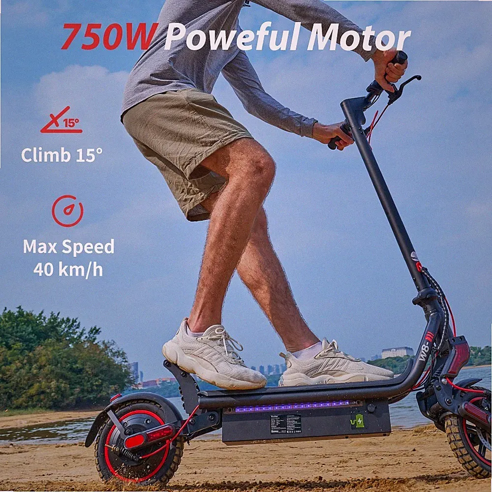 iScooter W8 Elektroroller Offroad 750VV 48V/14AH 10'' E-Scooter mit APP Faltbar
