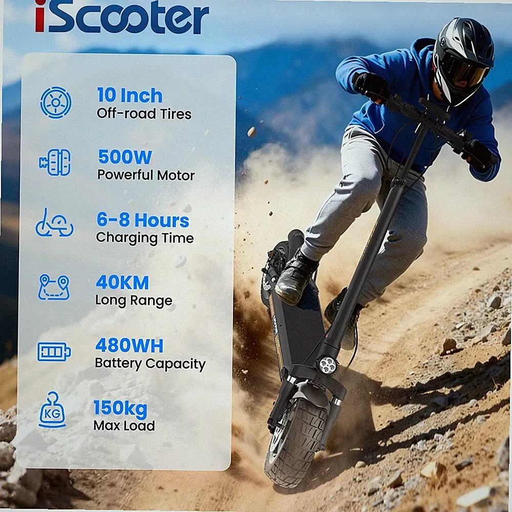 iScooter W9 air Elektroroller 500W 10 Zoll E-Scooter 48V 10AH Offroad 150KG 40KM