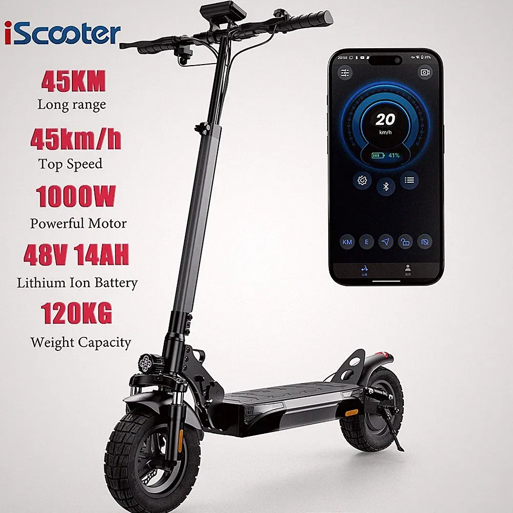 iScooter W9 Elektroroller 1000W 14AH 10'' Off-road E-Scooter Mit APP 45km/h DE