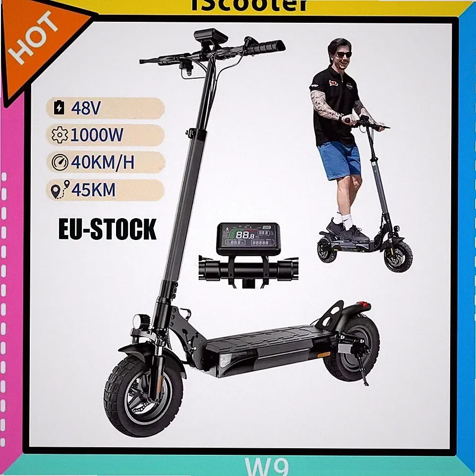 iScooter W9 Offroad Elektroroller 1000W 48V 14AH 45KMH 10'' E-Scooter mit APP