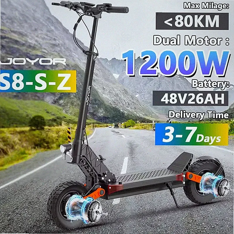 JOYOR 1200W Motor Elektroroller 48V26AH 10Zoll Off-Road Faltbar E-Scooter 55KM/H