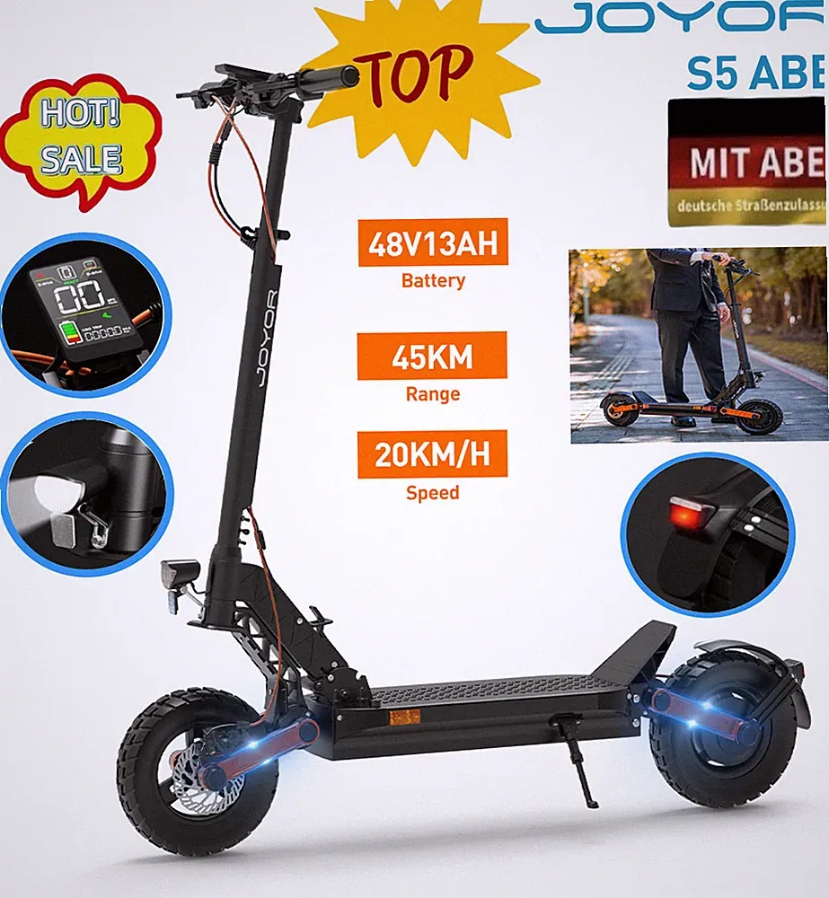 JOYOR S5 ABE Elektroroller 48V13AH 10 Zoll E-Scooter Falten mit Straßenzulassung