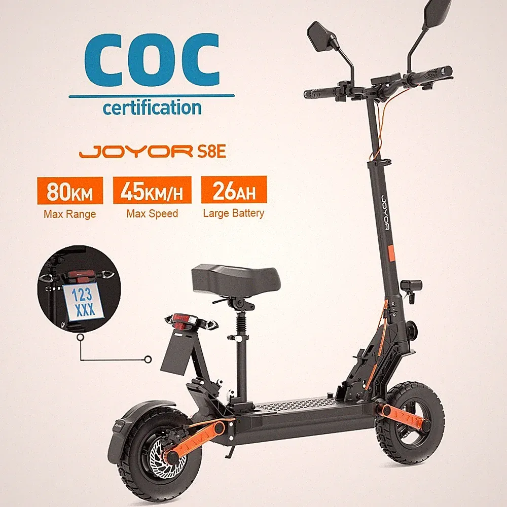 Joyor S8E 10" E-Scooter mit Straßenzulassung 800W Elektroroller Mit Sitz 120KG