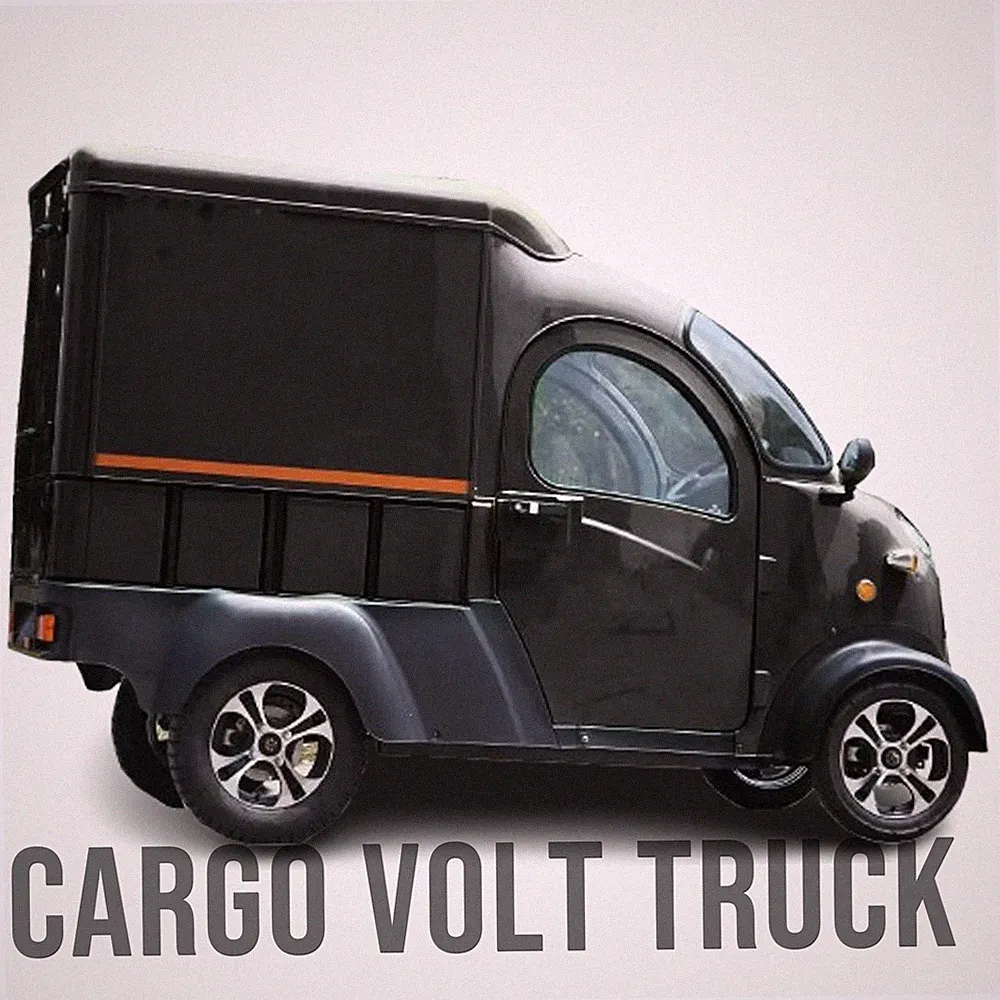Kabinenroller Cargo Volt Truck Elektro Lastenrad mit Kabine 116Ah 45kmh Schwarz