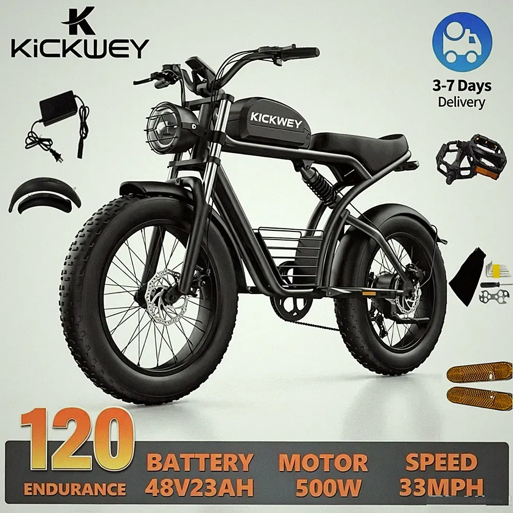 Kickwey K7 20 Zoll Elektrofahrrad 48V 500W 23 Ah Offroad Fat Tire E-Mountainbike