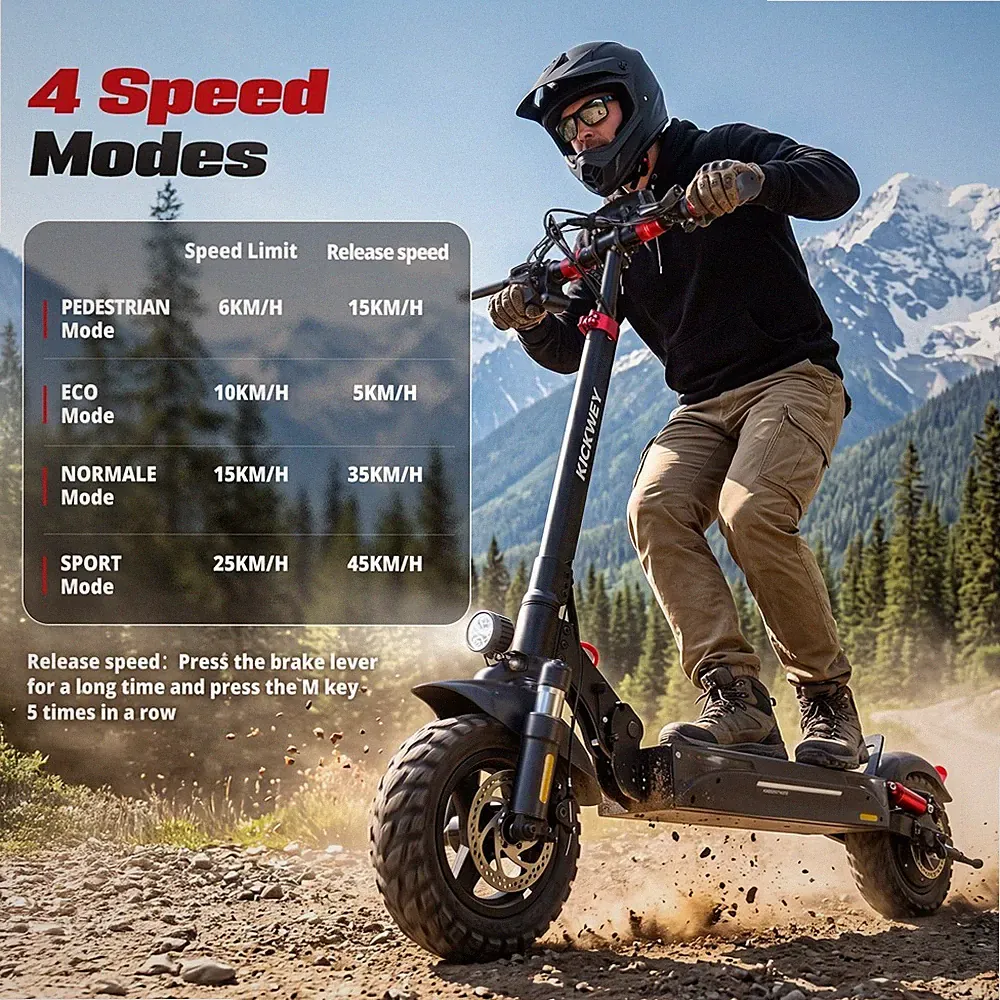KICKWEY T4 E-Scooter 1000W 48V 20AH 10'' Elektroroller Klappbar E-Roller 45km/h