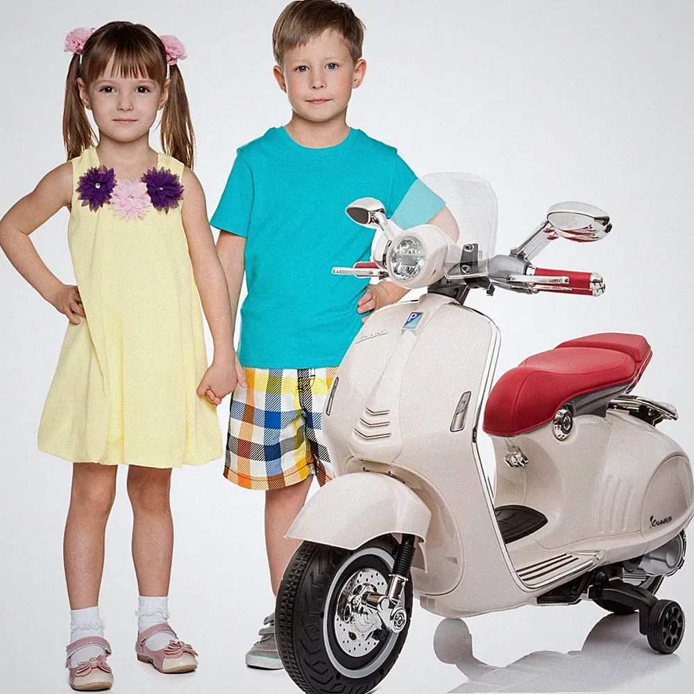 Kinder Elektro Roller Vespa Scooter Elektroroller Kinderroller ab 3 Jahren weiß