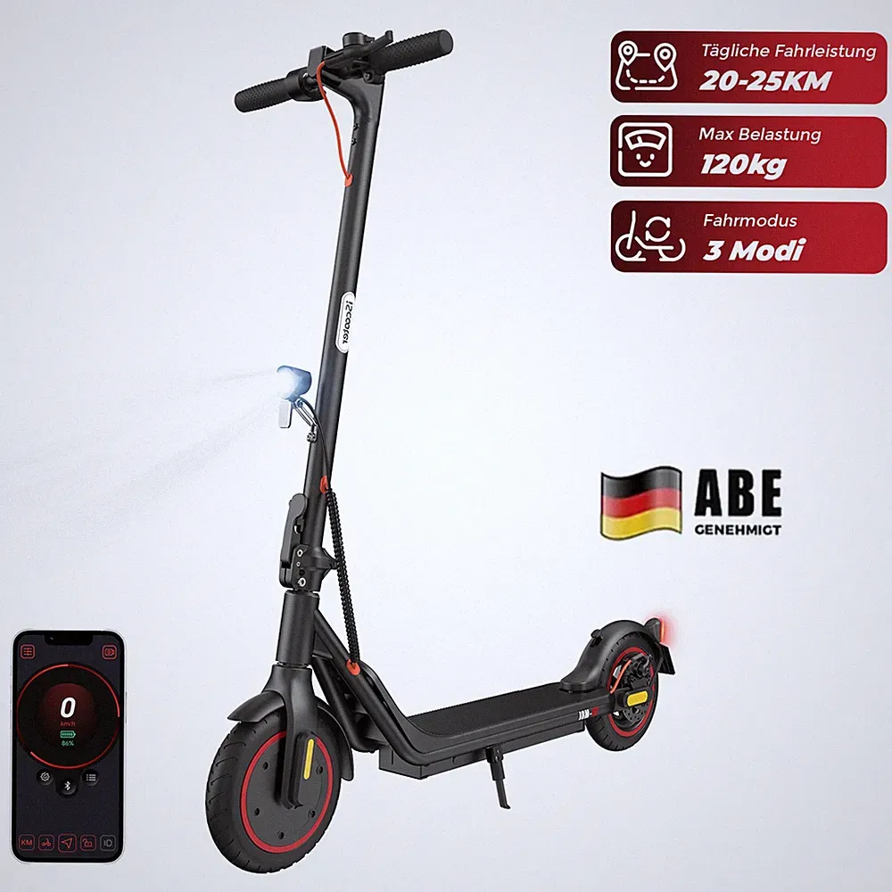 Klappbar E-Scooter mit ABE 20KM/H Elektro Scooter Elektroroller bis 25KM 120KG