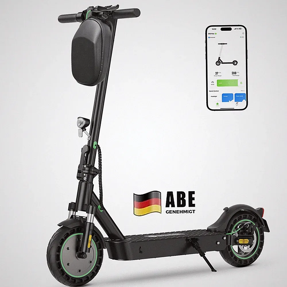 Klappbar E-Scooter mit Straßenzulassung 10 Zoll APP Elektro-Roller 40KM schwarz