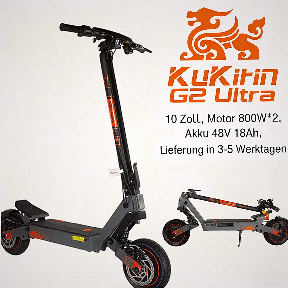KuKirin G-2 Ultra 1600W EScooter 48V18Ah 10 Zoll Faltbar Elektroroller 50 kph EU
