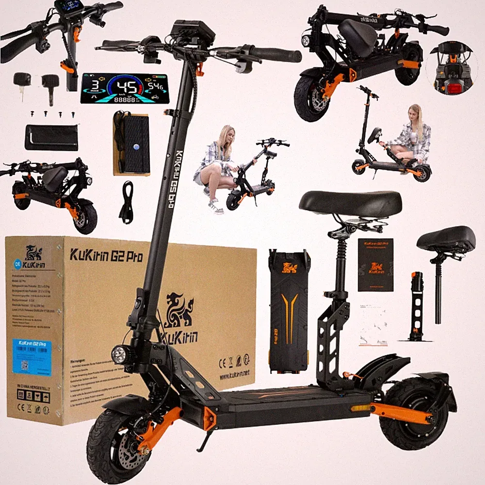 KuKirin G2Pro 1000W Electric Scooter 48V15.6Ah 9" Folding E-Scooter Offroad 45KM