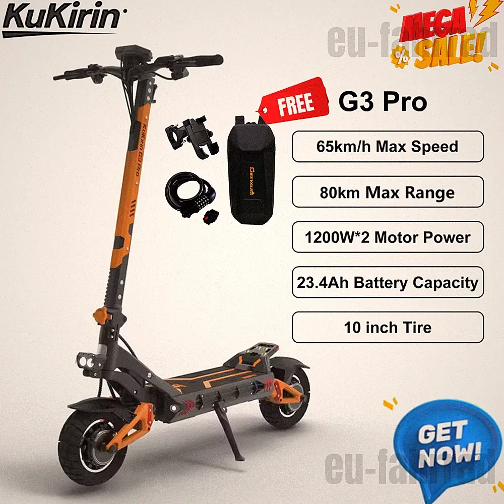 KuKirin G3 Pro faltbarer Elektroroller für Erwachsene 65 km/h 2400W 52 V 23,4 Ah