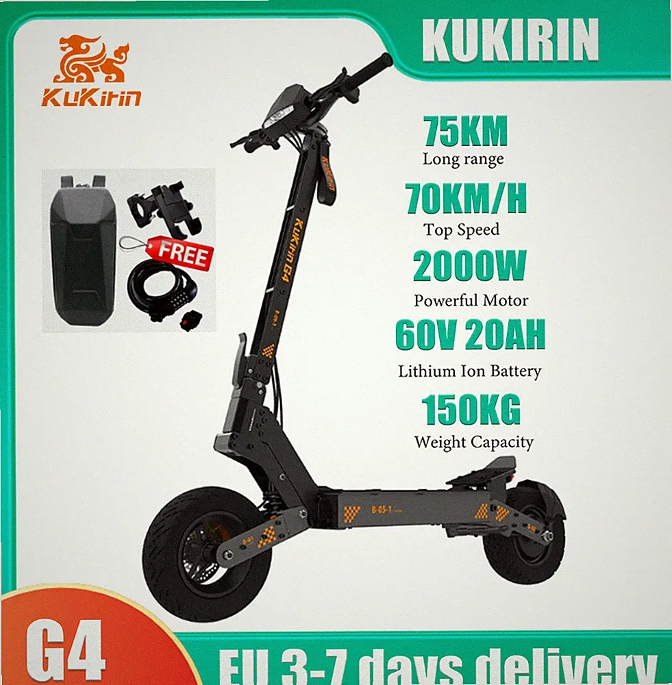 KuKirin G4 Elektroroller 60V 20AH 11 Zoll E-Scooter 75KM 2000W Off-Road 70km/h