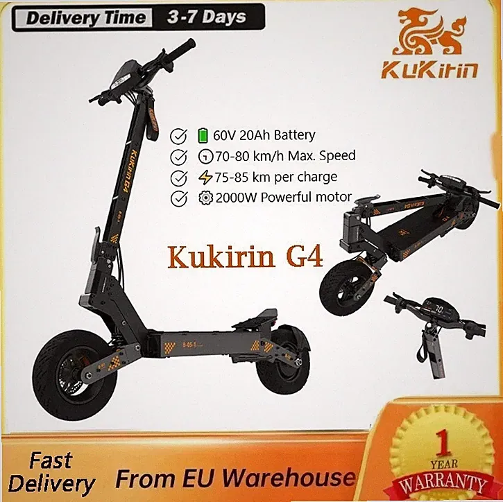 KuKirin G4 Elektroroller 60V 20AH 11 Zoll Klappbar Offroad E-Scooter 75KM 150KG
