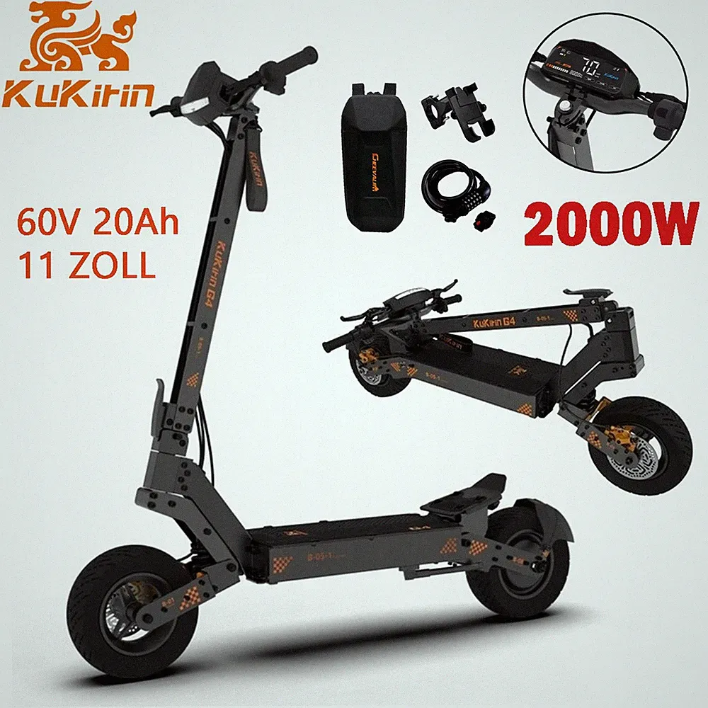 KuKirin G4 Elektroroller 60V 20Ah Klappbar 11 Zoll Off-Road E-Scooter Bis 70KM/H