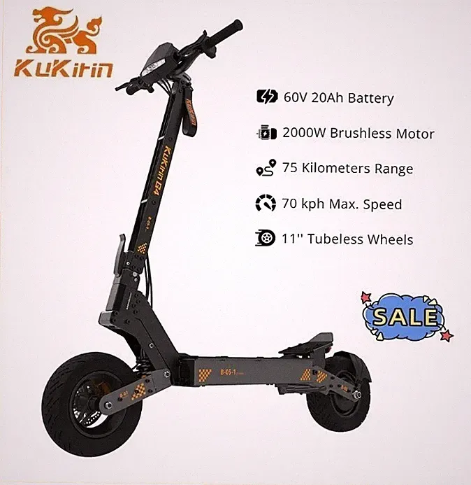 KuKirin G4 Elektroroller Offroad 11 Zoll Klappbar E-Scooter 60V 20AH Akku 150KG