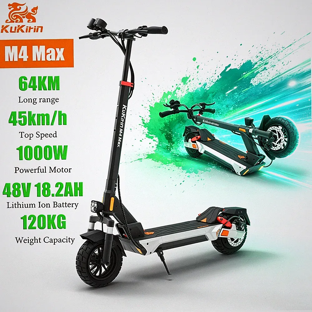 Kukirin M4MAX 10 Zoll Elektroroller 1000W 45km/h E-Scooter Offroad 48V 18.2AH