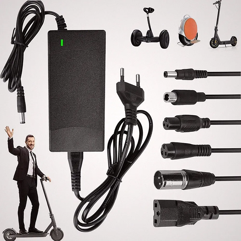 Ladegerät 42V 2A für Elektroroller mit 6 Anschlüssen und LED-Anzeige, AC