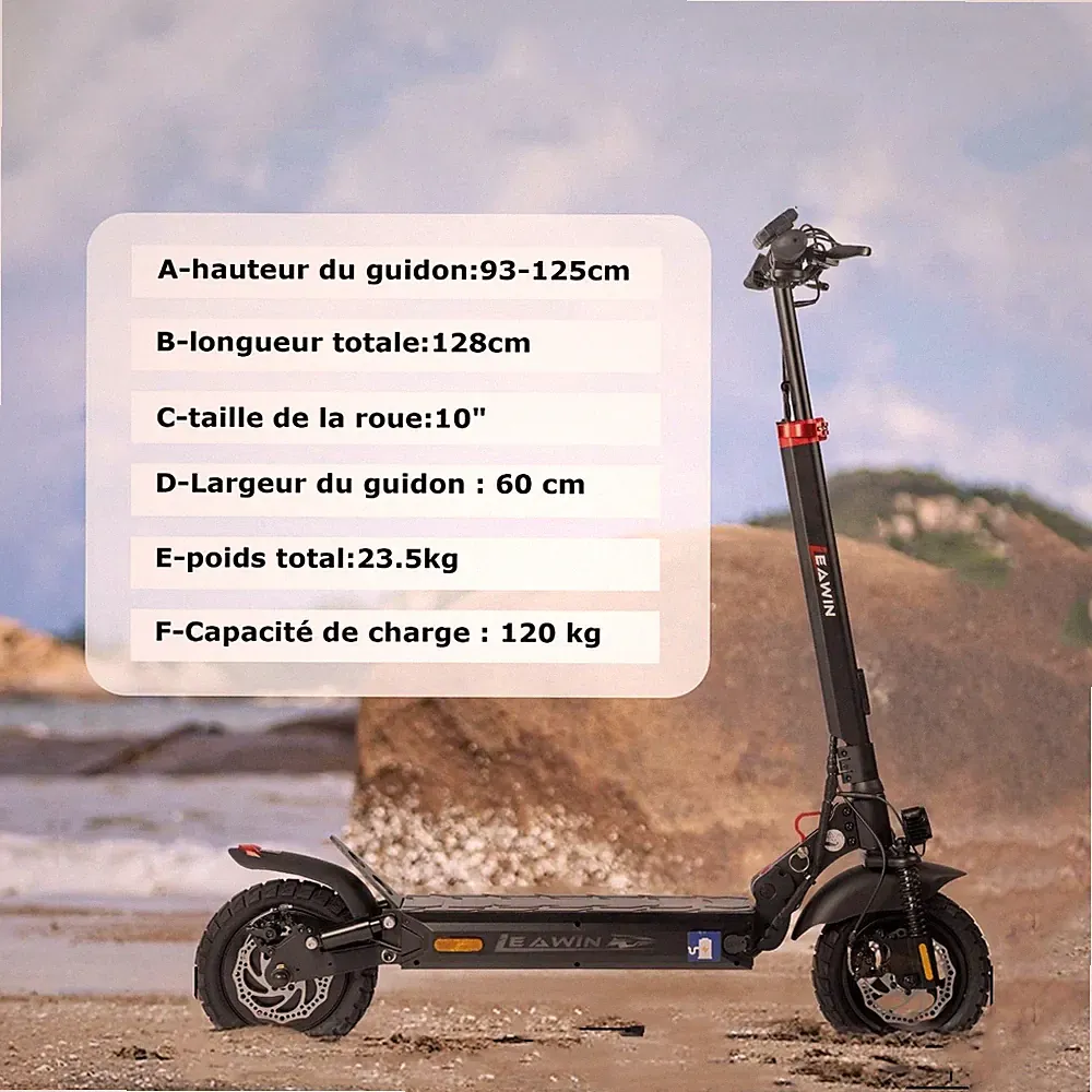 Leawin T4 10'' E-Scooter 48V/13AH AKKU Elektroroller Off-road E-Roller 25km/h