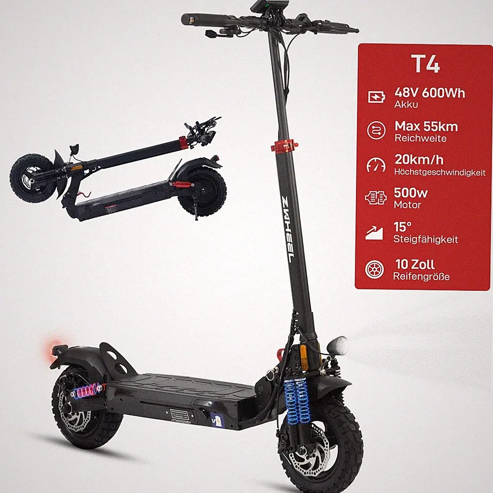 Leawin T4 Elektroroller 500W 600WH 55KM 10 Zoll City E-Scooter Straßenzulassug