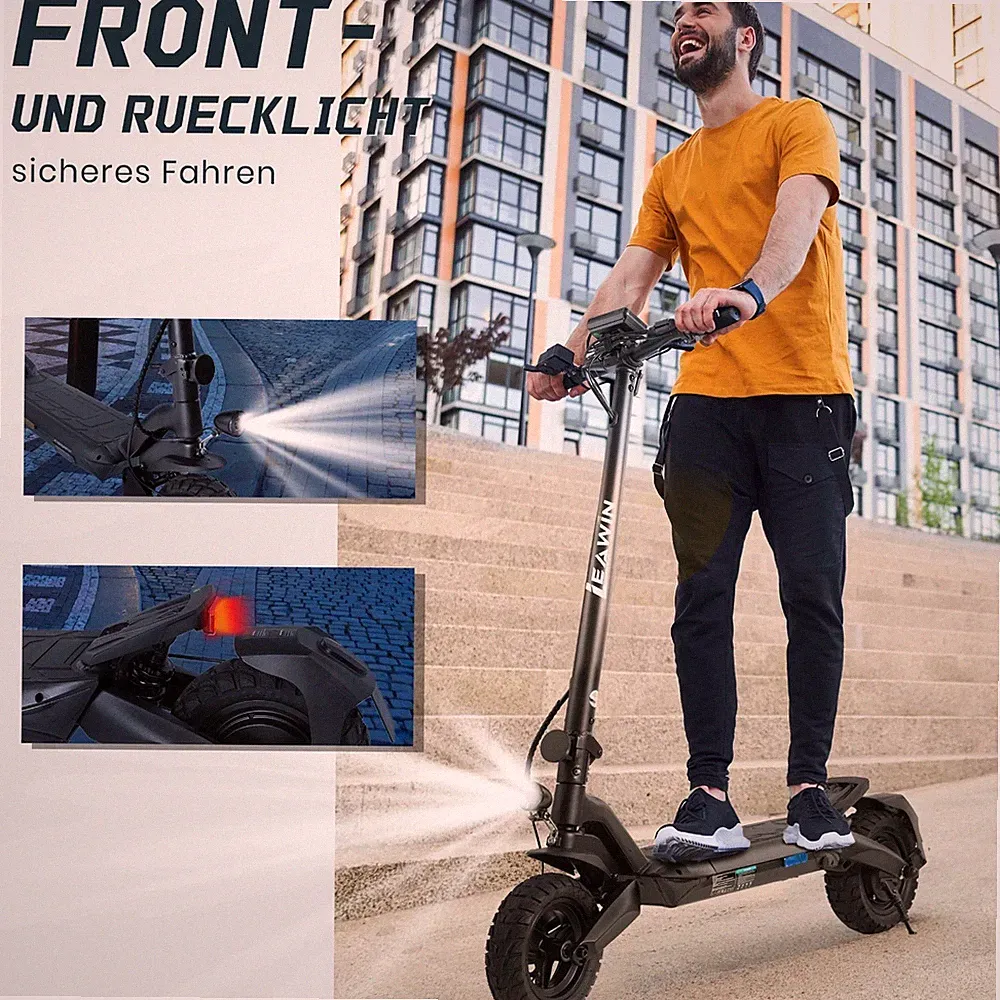 LEAWIN T8 Elektroroller 500W 720WH 50KM 10" Klappbar E-Scooter Straßenzulassug