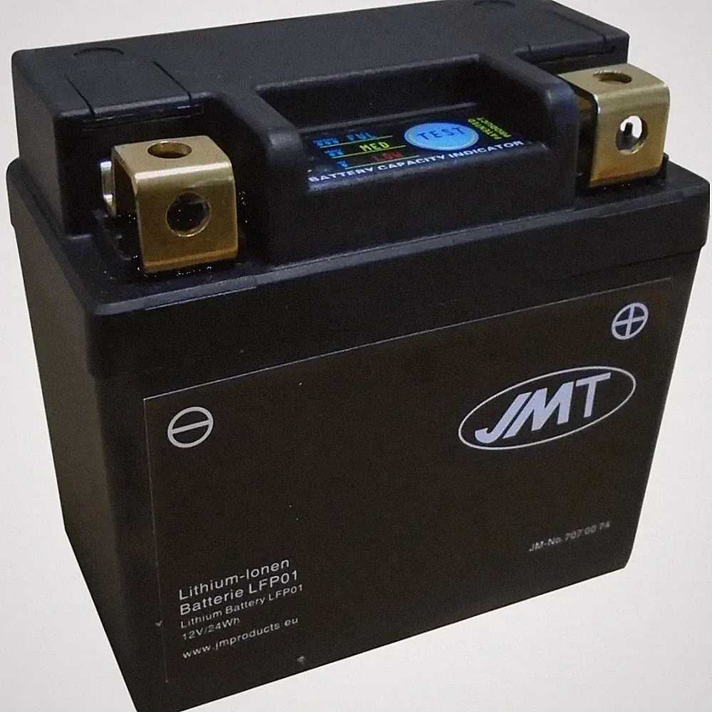 Lithium Ionen Batterie Motorrad LFP01, Wasserdicht, inkl. Anzeige