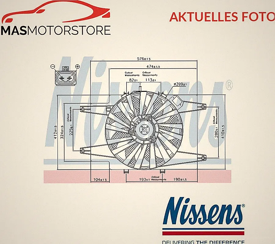 LÜFTER KÜHLERLÜFTER LÜFTERMOTOR NISSENS 85103 P NEU OE QUALITÄT