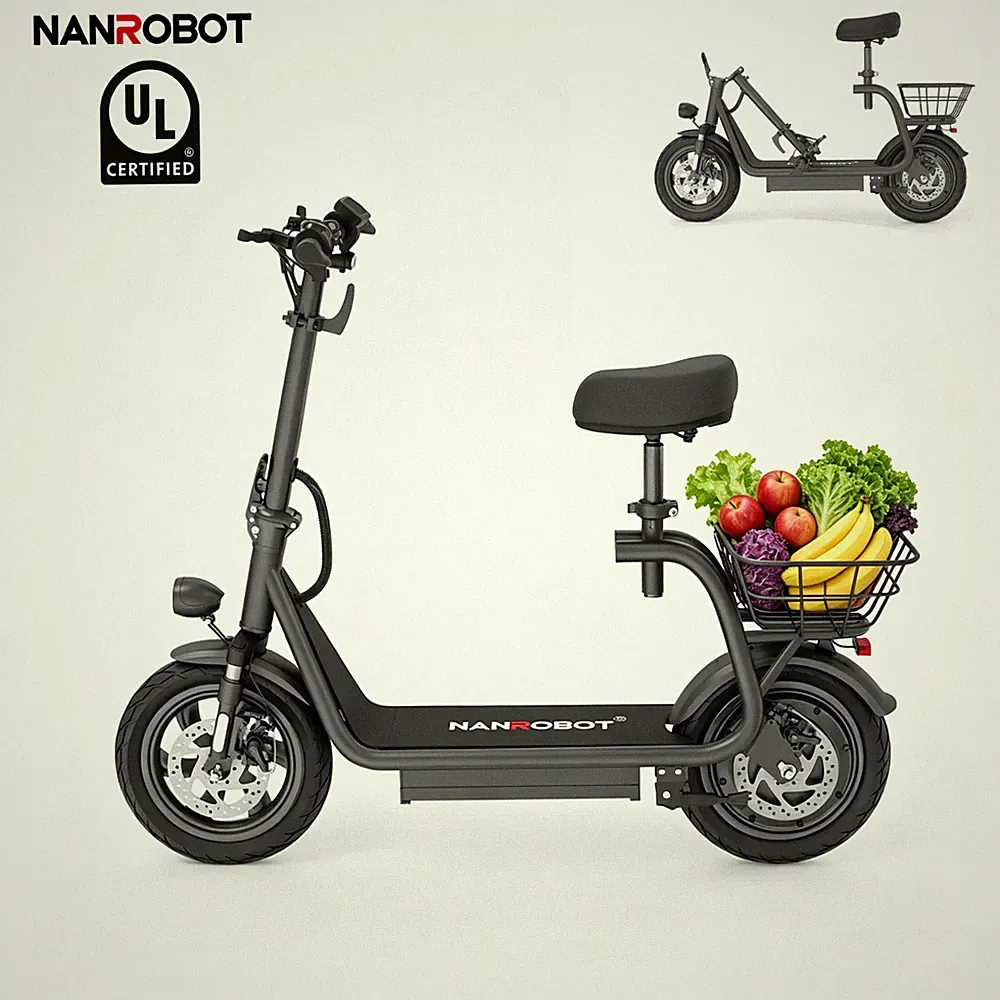NANROBOT M5 PRO 12" Elektroroller 750W 48V 10,4Ah 32km/h E-Scooter mit Korb&Sitz