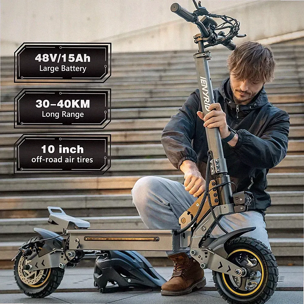NEU 10Zoll IENYRID S1 800 Elektroroller 48V 15Ah Faltbar Offroad Elektro-Scooter