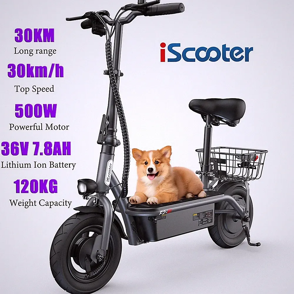 NEU iScooter F2 Elektroroller 500W E-Roller 120KG Offroad E-Scooter 30KM 10 Zoll