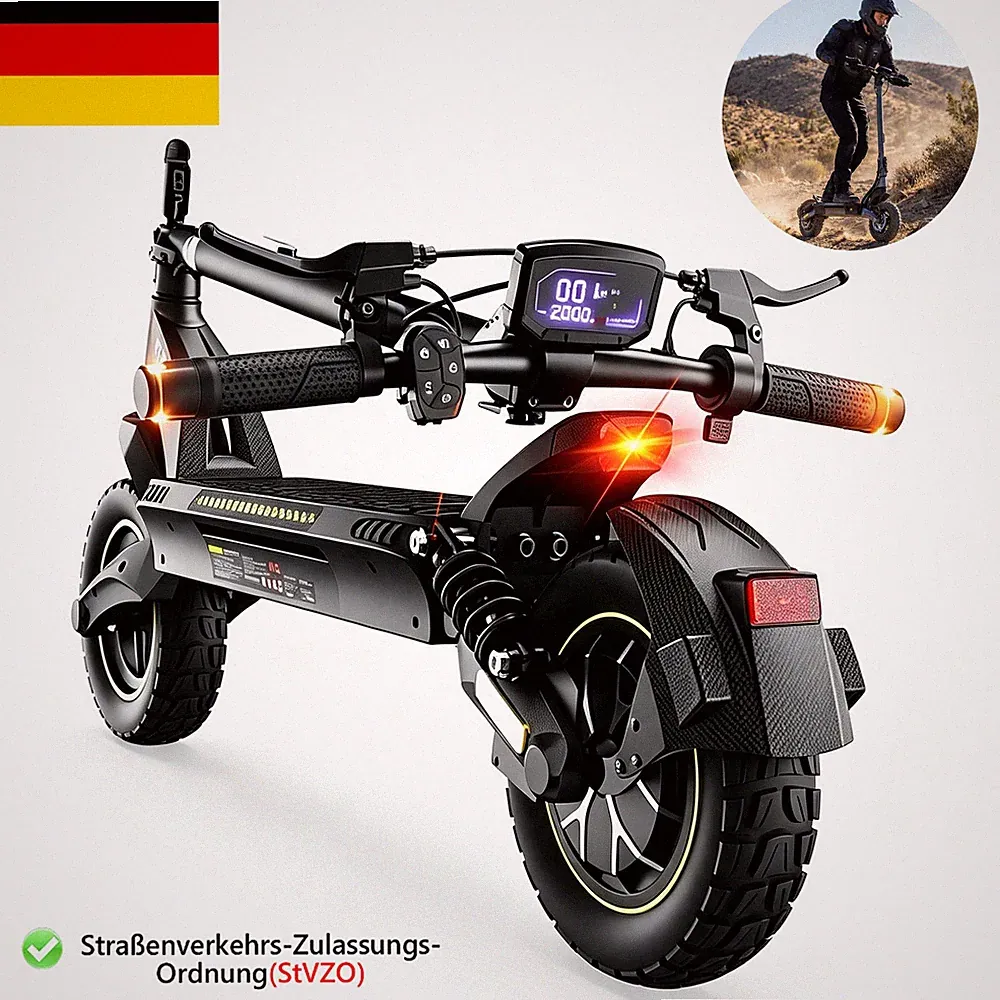 Offroad E-Scooter mit ABE 1OOOVV 48V12.5Ah 10Zoll Elektroroller bis 70 KM 150 KG