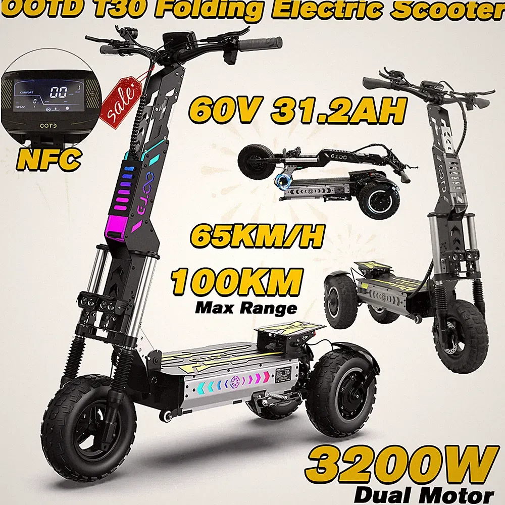 OOTD T30 3200W Elektro-Scooter 13 Zoll Elektroroller Off-road 31.2AH Bis 100KM