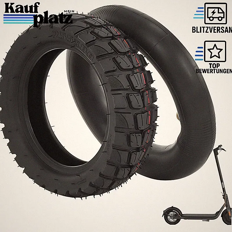 Reifen 80/65-6 mit Schlauch 10 Zoll Off-Road Gummireifen für Elektroroller