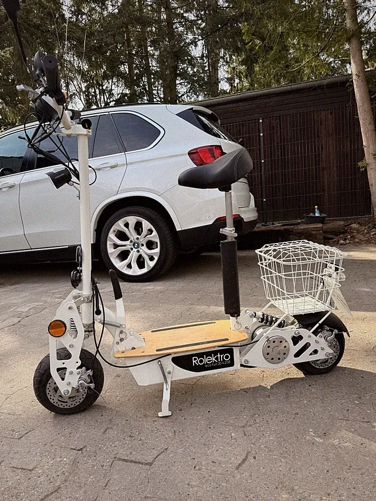 Rolektro eco-Fun 20, V.2 Holzdeck, Weiss, faltbarer Elektroroller