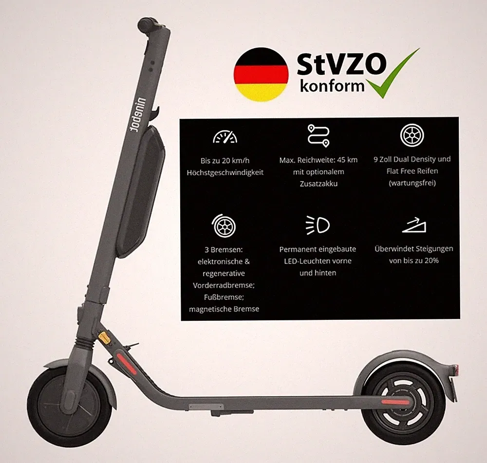 Segway Ninebot KickScooter E45D Elektroroller mit Straßenzulassung 20km/h 45km